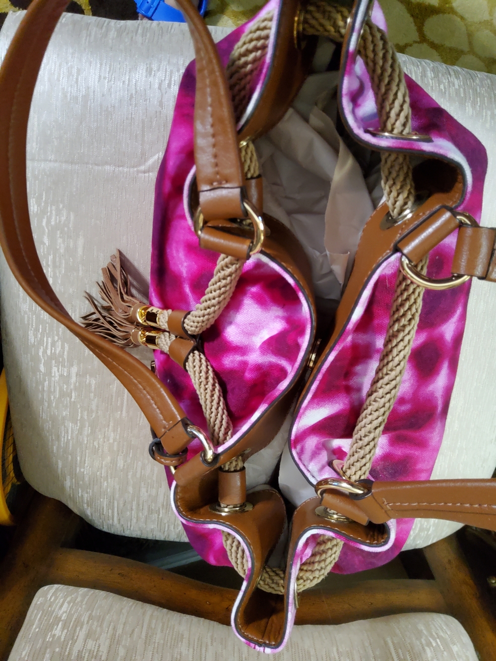 Michael Kors Pink Tie-Dye Drawstring Shoulder Bag - Picture 6 of 8